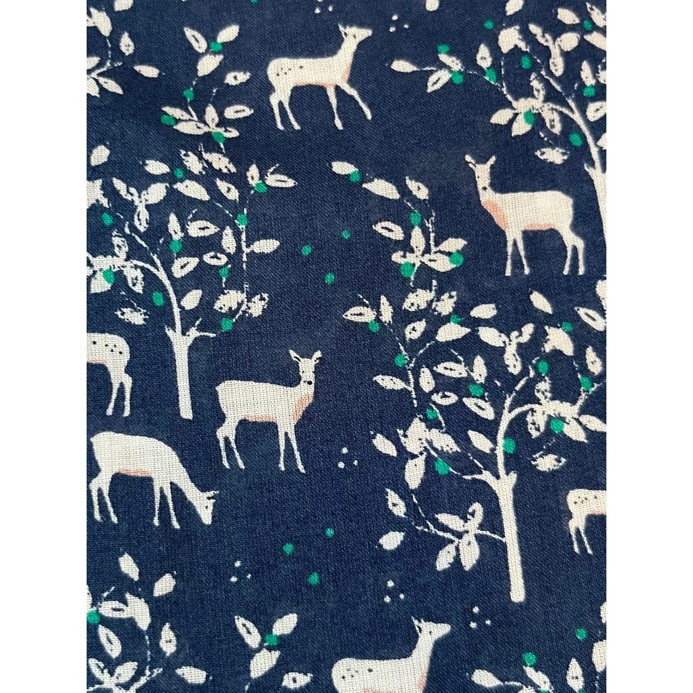 J.Crew Deer Print Blouse Womens Size 0 Navy Blue Woodland Cottagecore Top